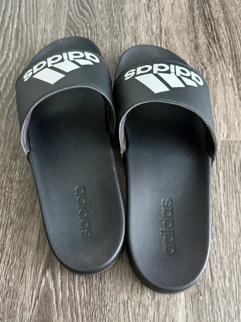 adidas Black Slides with White Logo Strap